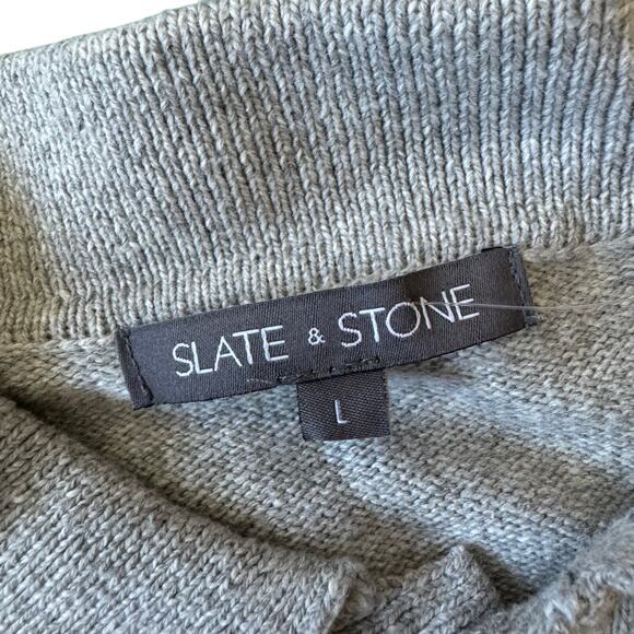 Slate & Stone Raglan Sweater Polo Gray Knit Wool Blend Mens size Large NEW - Picture 4 of 9